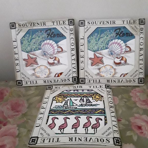 Florida Souvenir Ceramic Tile Trivets - Lot of Three - NIB - Picture 2 of 6